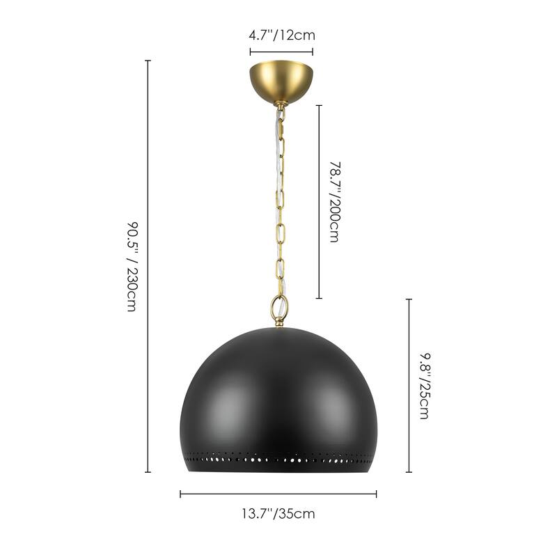 1-Light Modern Black/White Dome Pendant Kitchen Island Light