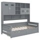 preview thumbnail 3 of 8, Grey Twin Size Wooden Daybed with 2 Drawers, and All-in-One Cabinet and Shelf