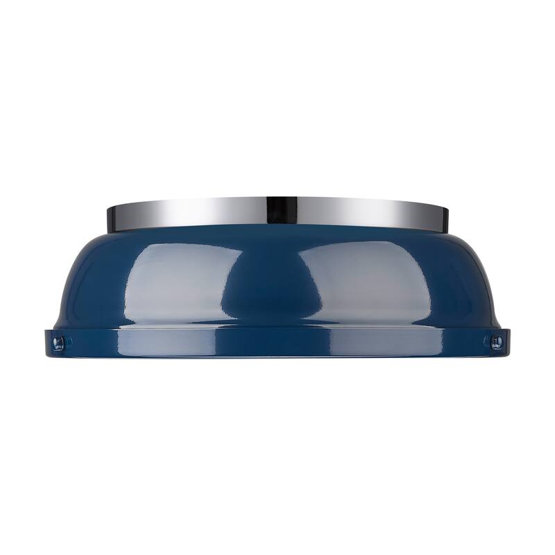 Yep by Golden Lighting Duncan 2-light Flush Mount in Chrome and Navy Blue shade