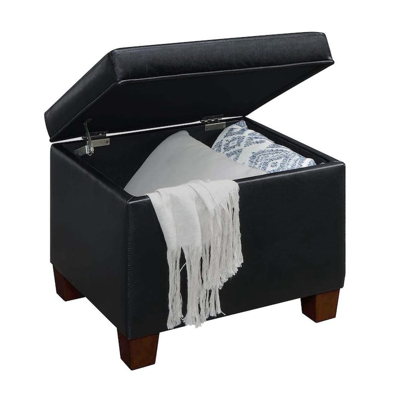 Upholstered Storage Ottoman with Spacious Interior for Living Room, Bedroom or Office Seating and Extra Storage