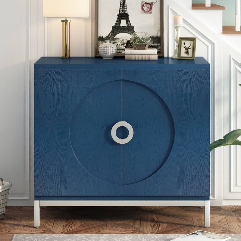 Buffet Cabinet with Storage, Storage Cabinet with Adjustable Shelves - Blue