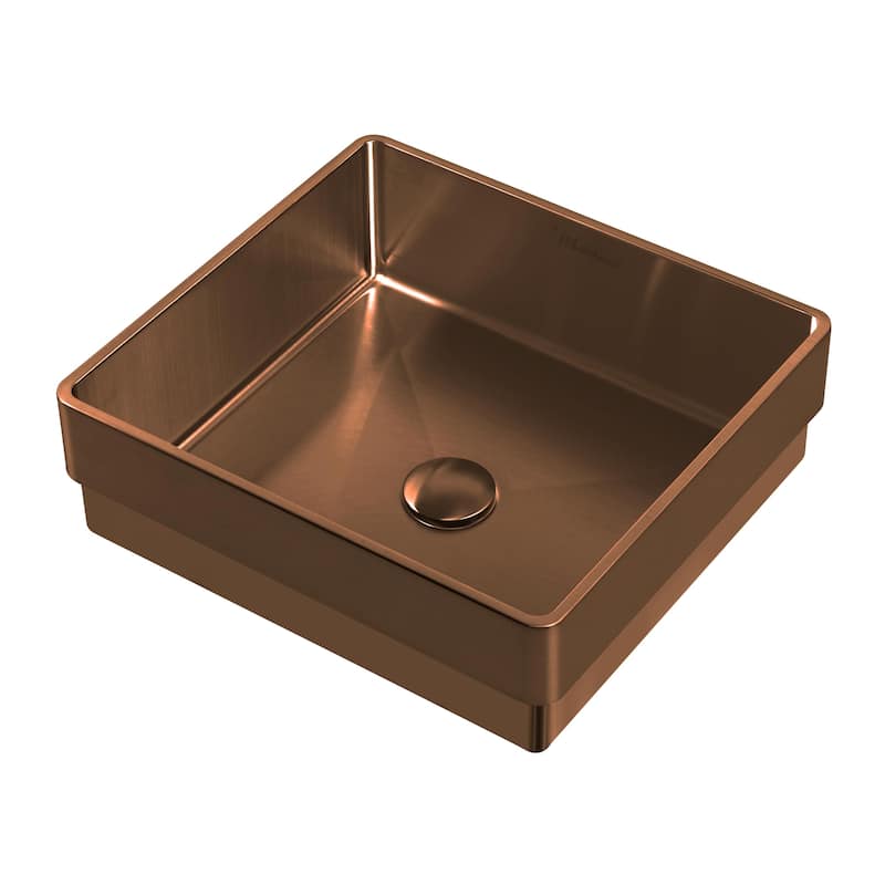 Whitehaus Noah Plus 15-3/4" Stainless Steel Vessel Bathroom Sink with - Copper