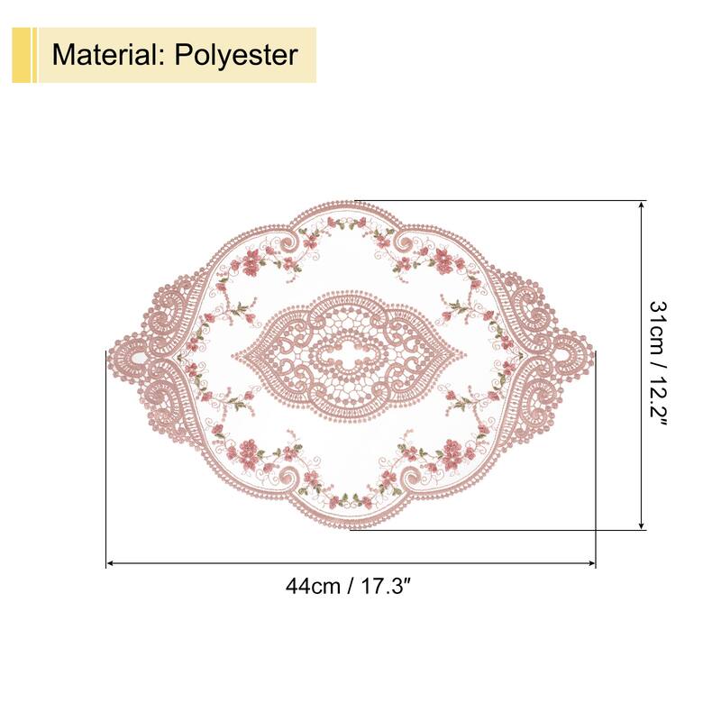 12x17in Retro Lace Placemat Oval French Crochet Doilies Coasters - Dusty Rose