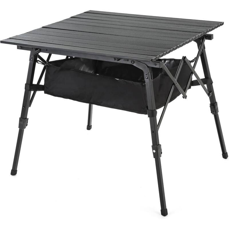 Arrowhead KKS0374U BLACK 39" Aluminum Camp Roll Up Table - 7'9" x 9'9" - Black - 7'9" x 9'9"