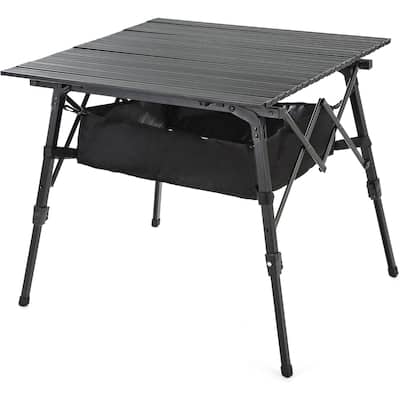 Arrowhead KKS0374U BLACK 39" Aluminum Camp Roll Up Table - 7'9" x 9'9"