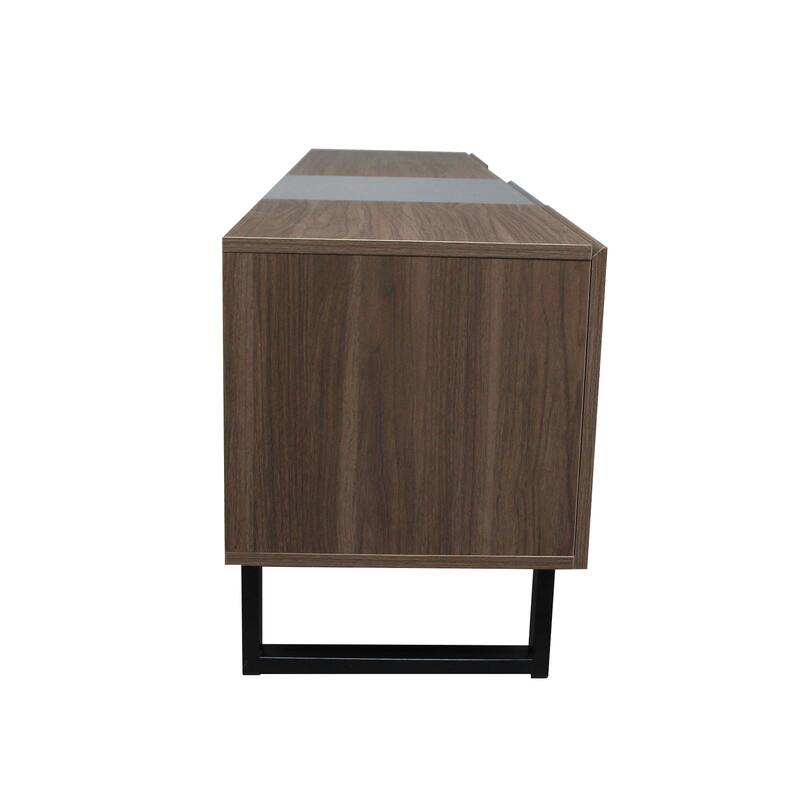 Modern TV with 3 Cabinets Open Shelves, Media Console Table for TVs Up to 80'', Entertainment Center with Drop Down Door