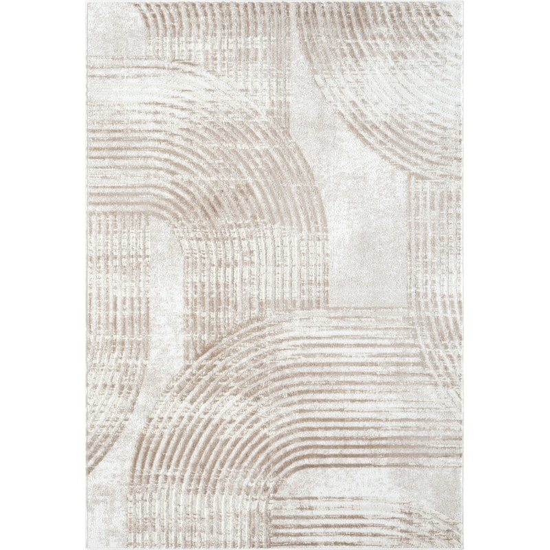 Abani Viva VIV110A Neutral Cream Mid-Century Modern Retro Arch Pattern Area Rug