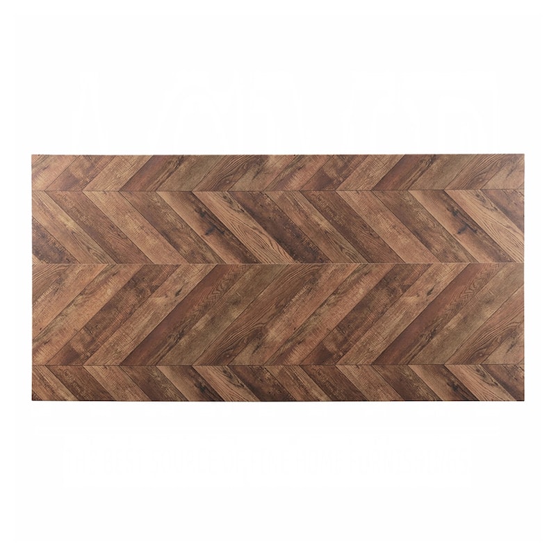 Rectangular Wooden Dining Table with Trestle Base in Brown Finish