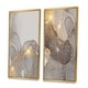 preview thumbnail 2 of 9, Designart "Grey & Gold Marble Liquid Art I" Abstract Framed Art Set of 2 Pieces