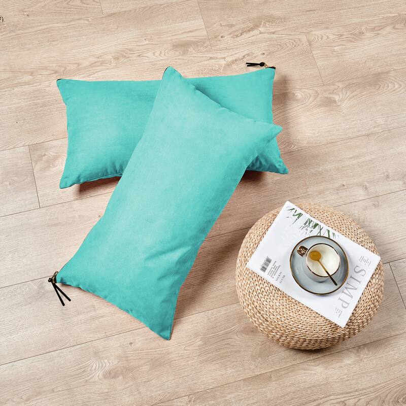Suede 2 Piece Pillow Shell Set with Big Zipper, NO INSERT