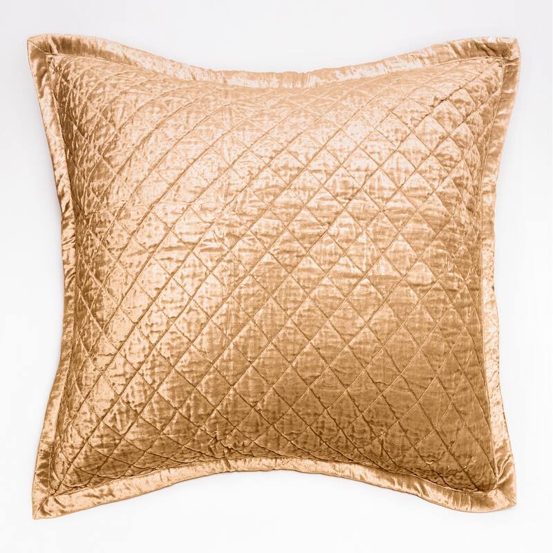 Simona Rayon Velvet Sham, Caramel, King - Euro Square - Caramel