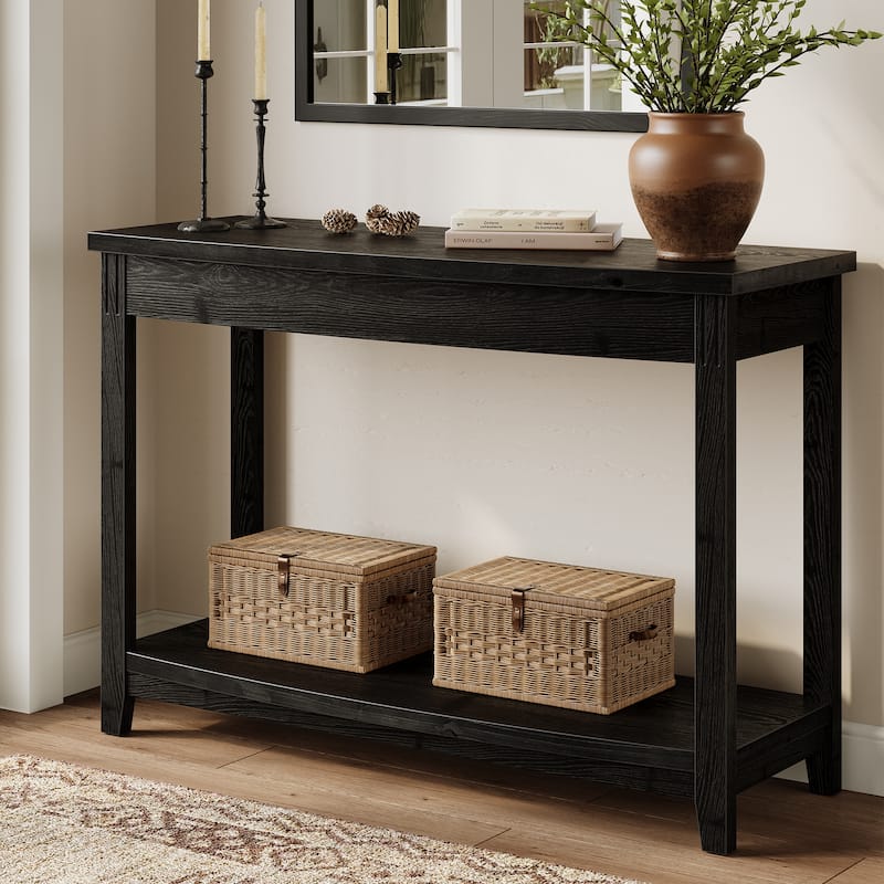 41.3" Solid Wood Console Table with Storage Shelf