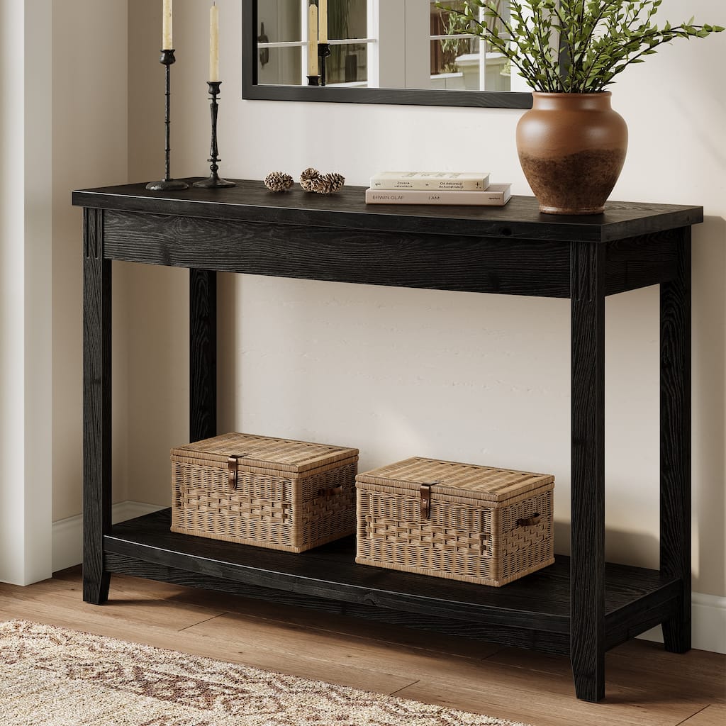 Solid Wood Console Table, 41.3" Entryway Table with Storage Shelf