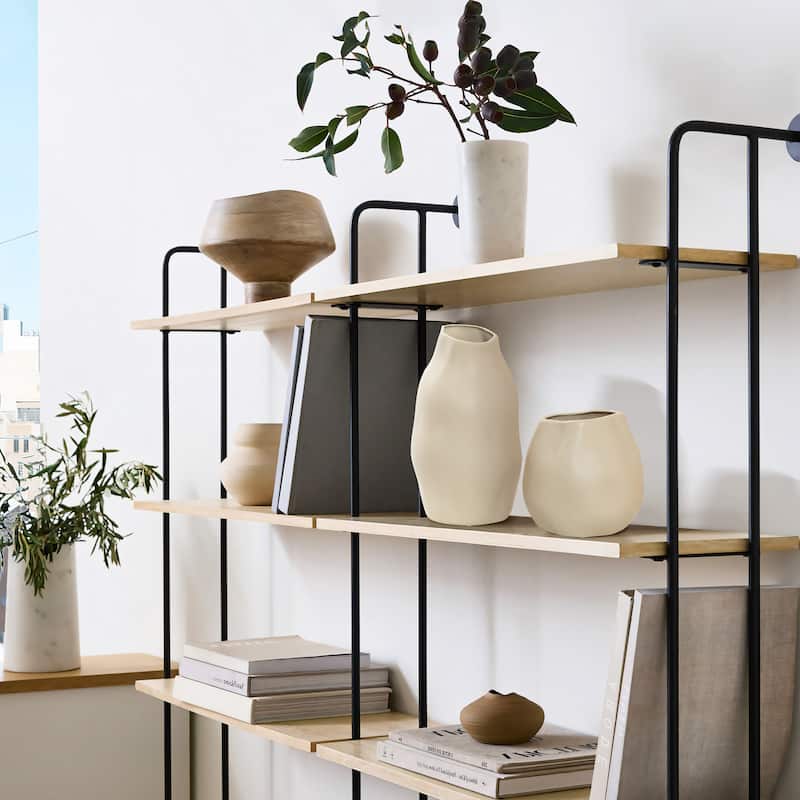 Ivory Ceramic Modern Round Vase (Single)