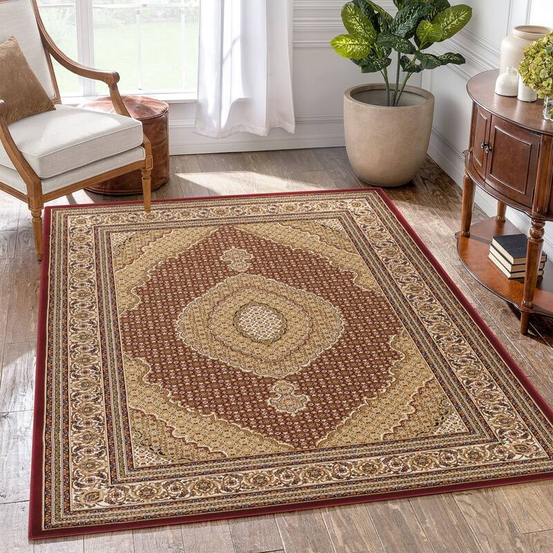 Red 7 ft. 10 in. x 10 ft. 6 in. Luxury Area Rug, 0.43 Pile Height – Sophisticated Warmth for Any Room - 6' x 7'