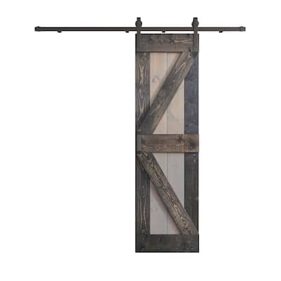 Coast Sequoia 30in x 84in K Series Multi-Color Pine Wood Sliding Barn Door With Hardware Kit
