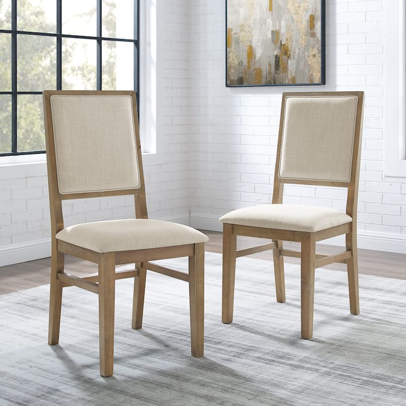 Upholstered Dining Chairs Set of 2 - Rustic Farmhouse Style - Elegant X-Back Design - Rubberwood Frame