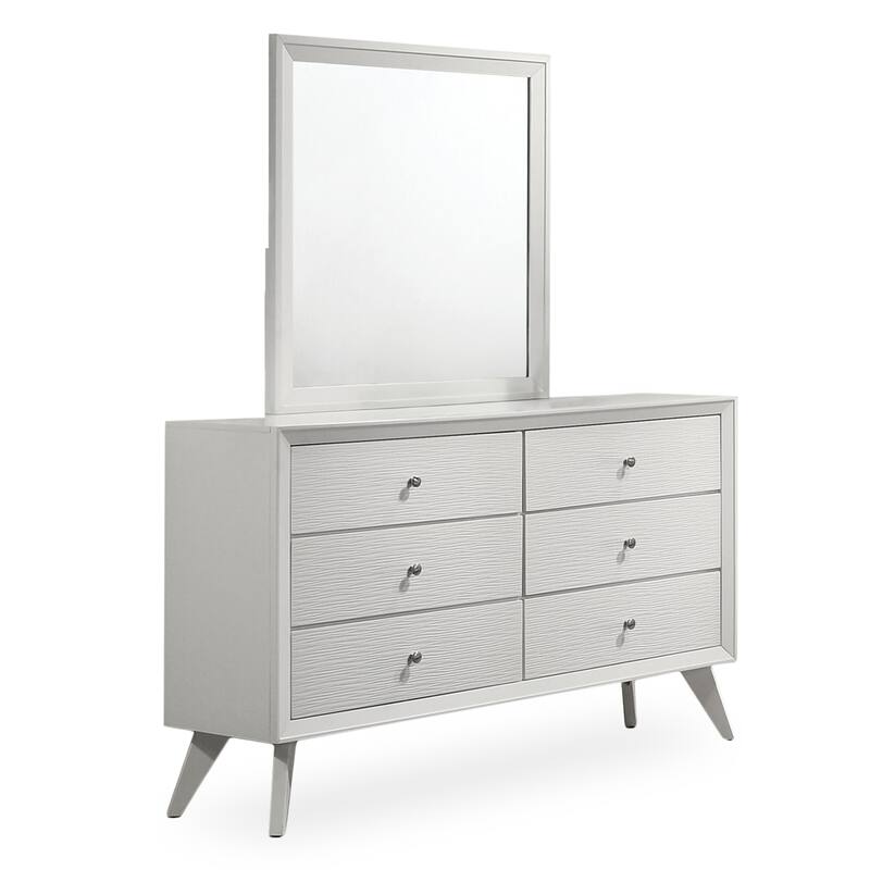 Furniture of America Kawi Modern 6-Piece White Wood Panel Bedroom Set