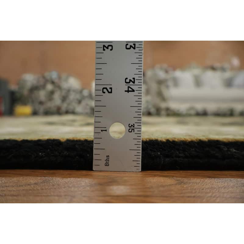 Hand Knotted Oriental 100% Wool Carpet Traditional Floral Black Agra Area Rug - 6' 4'' X 4' 1''