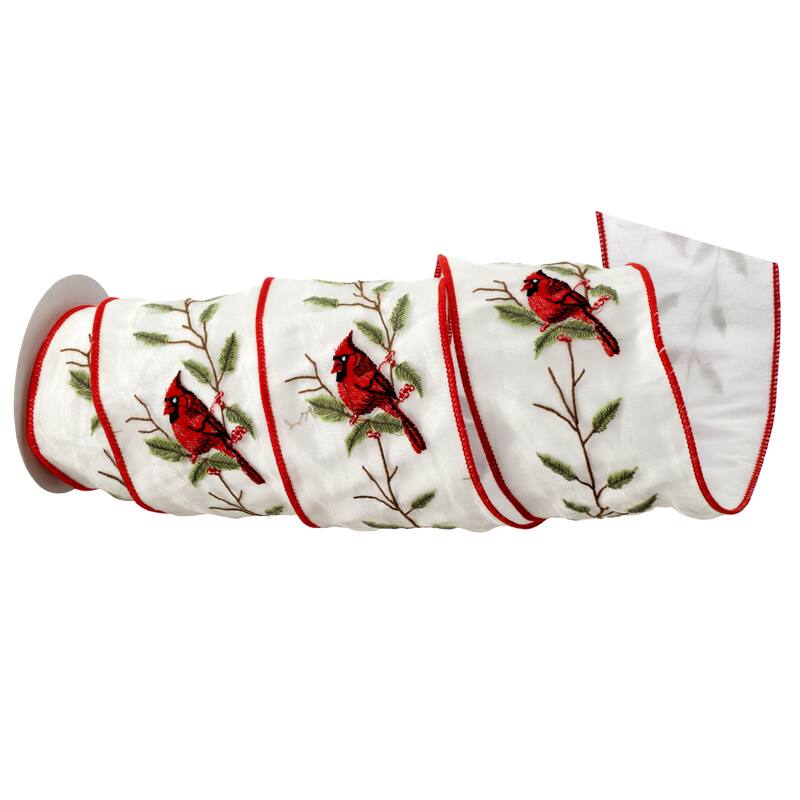 4"X5Y Sheer Cardinal Dupion Ribbon