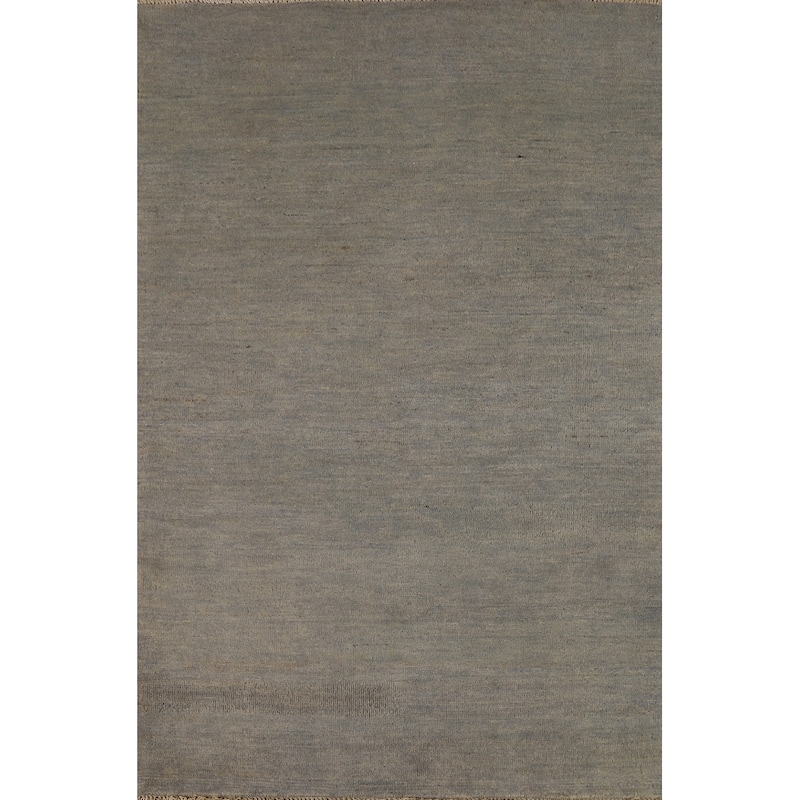 Hand Knotted Oriental 100% Wool Carpet Modern Modern Greys & Charcoal Gabbeh Area Rug - 5' 1'' X 3' 4''