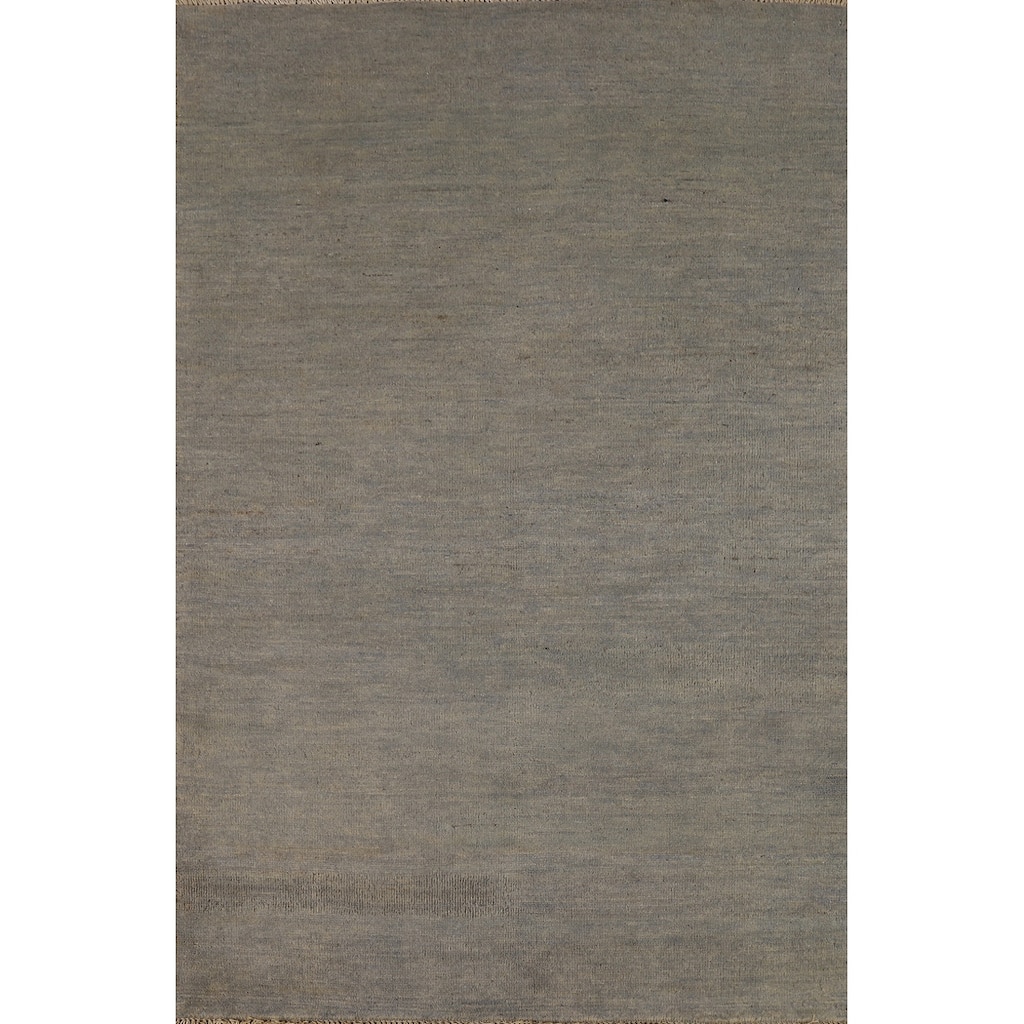 Hand Knotted Oriental 100% Wool Carpet Modern Modern Greys & Charcoal Gabbeh Area Rug - 5' 1'' X 3' 4''