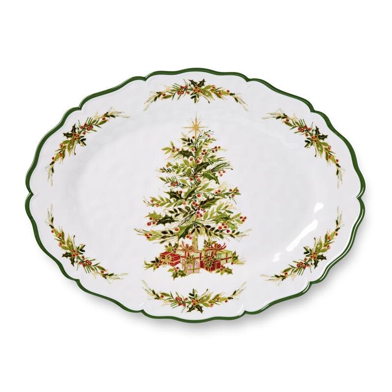 Certifed International Holly Tree Melamine 2pc Platter Set
