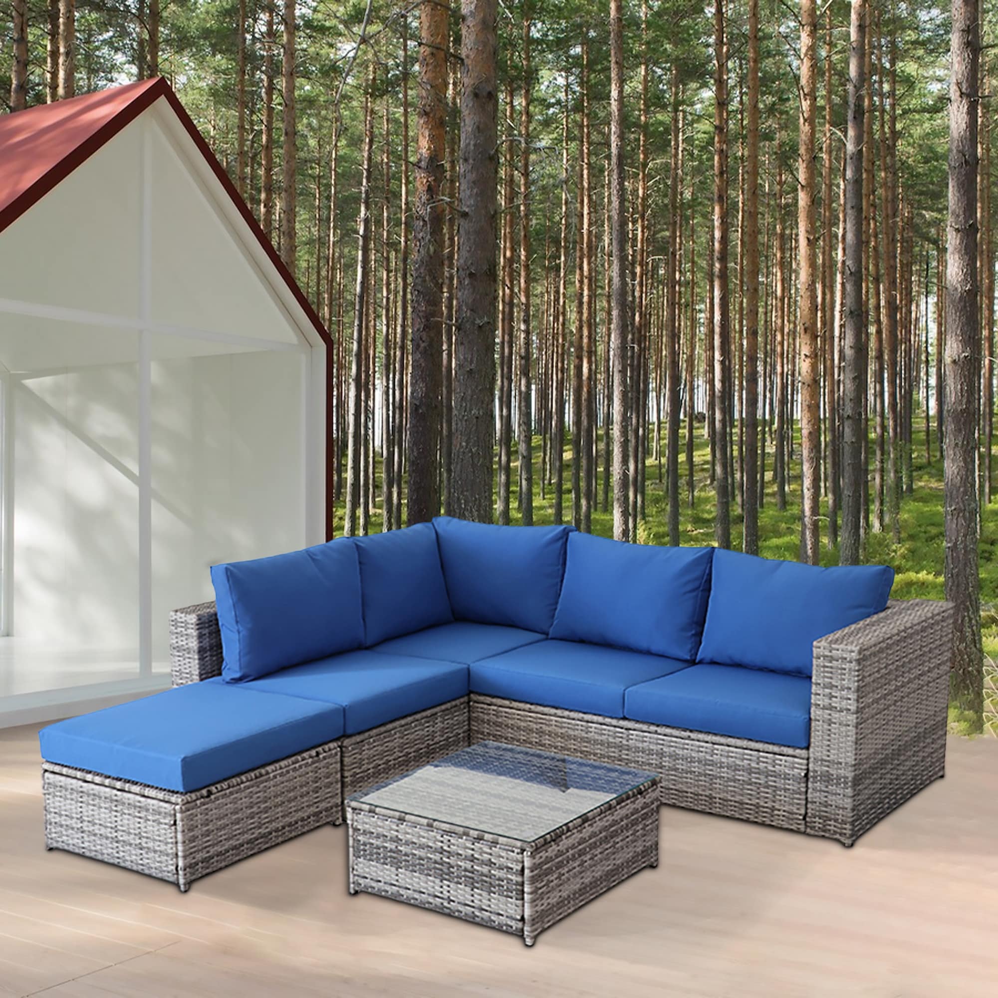 Grey discount corner rattan