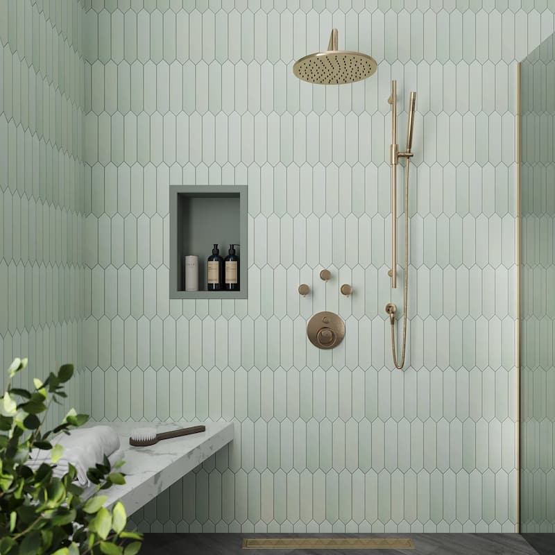 Apollo tile 2" x 10" Piquet Matte Tea Green Ceramic Tile (5.38 sq ft/case) - 44 Pack
