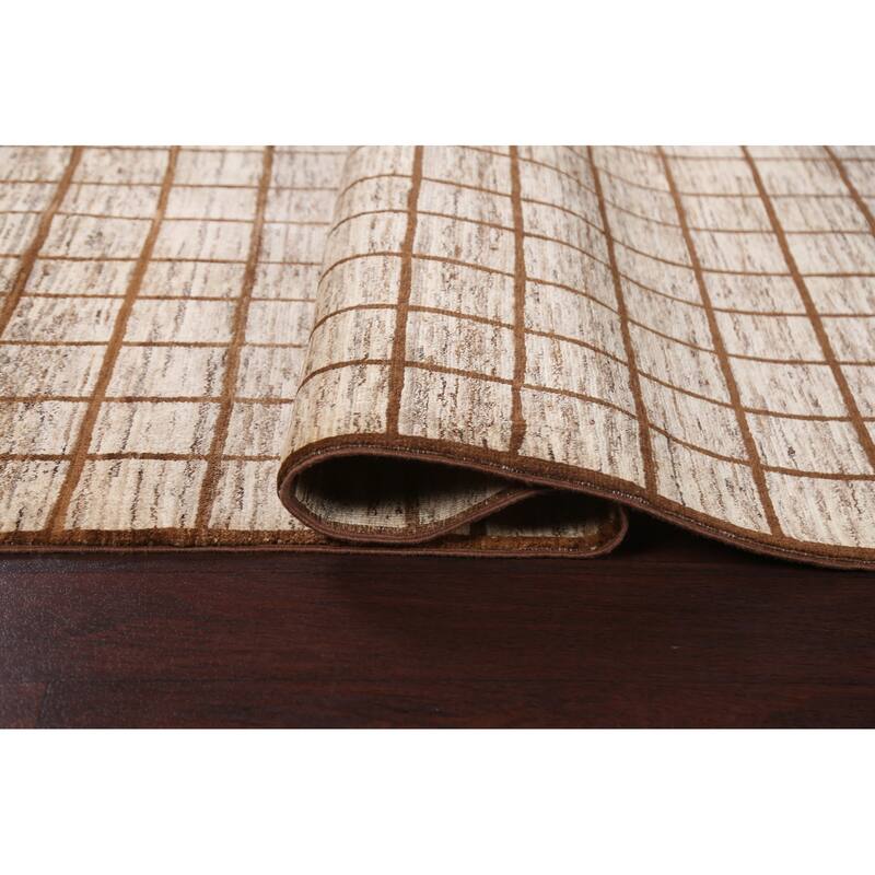 Hand Knotted Oriental 100% Wool Carpet Tribal All-Over Brown Gabbeh Area Rug - 6' 6'' X 5' 0''