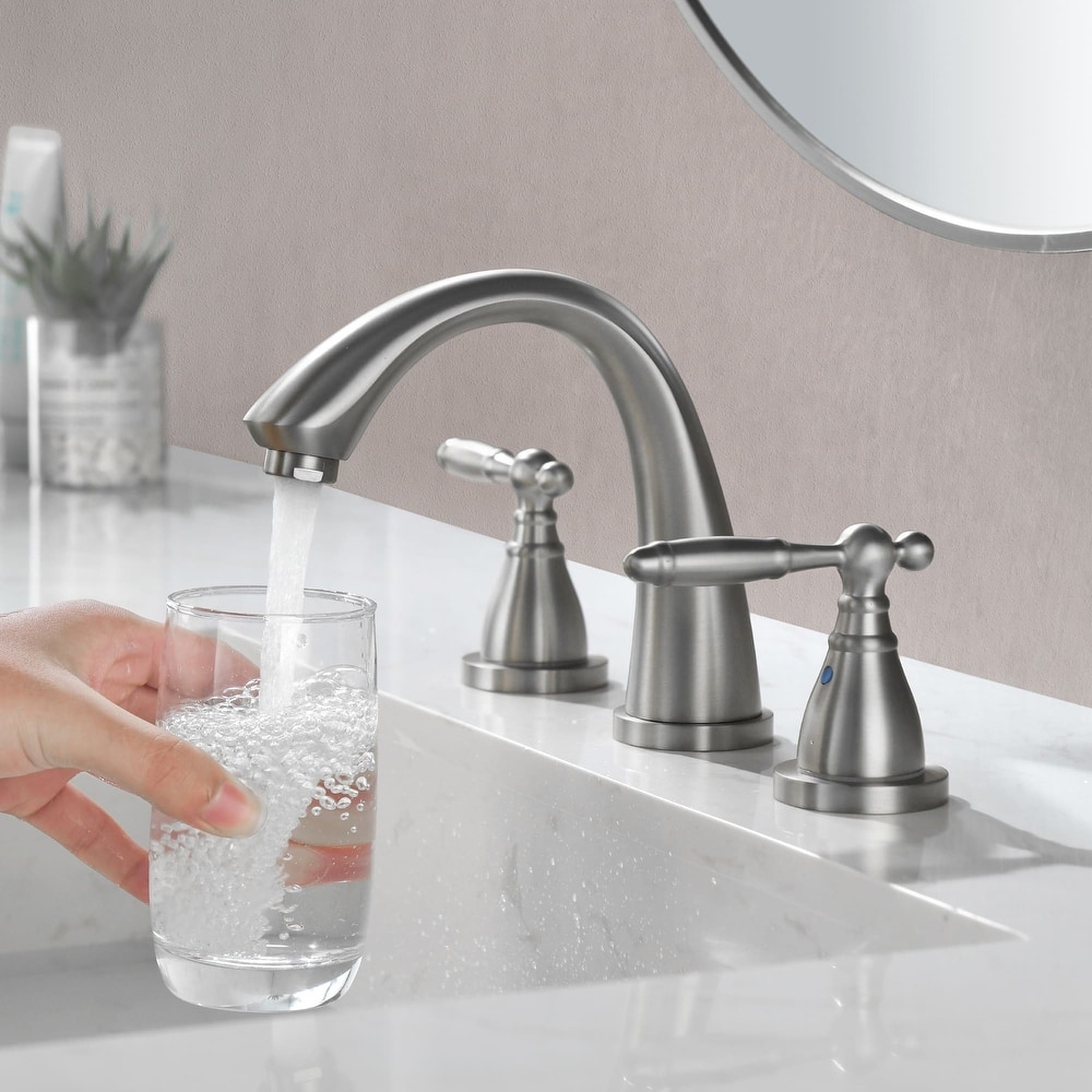 Widespread Bathroom Sink Faucet 3 Holes 8 Inch Bathroom Faucets Two Handle Modern Elegent Lavatory Basin Vanity Taps With Valve