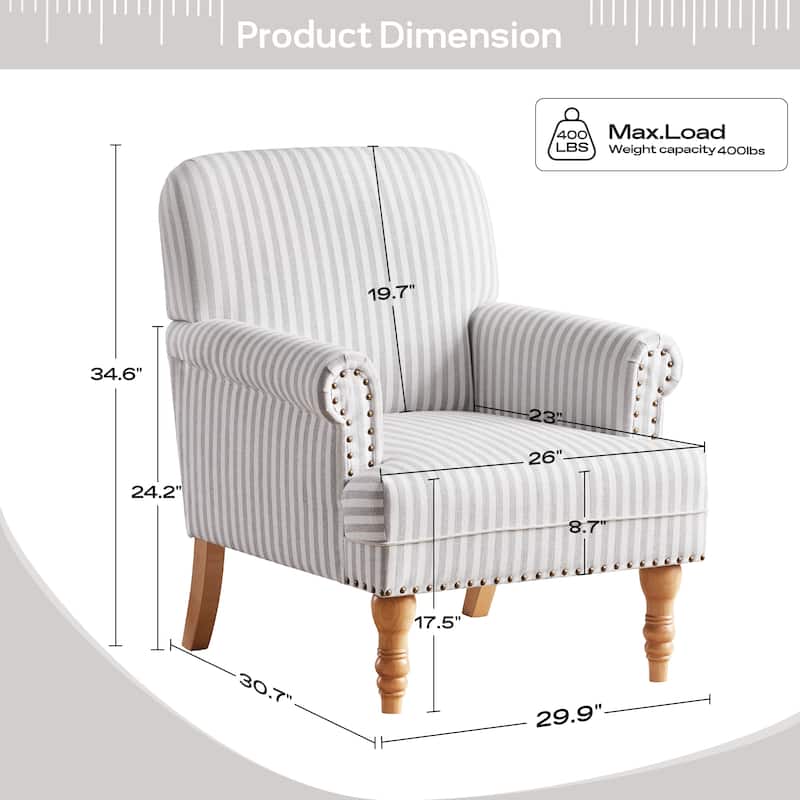 Rolled Armchair Accent Chair Set of 2 Blue/ Grey/ Brown