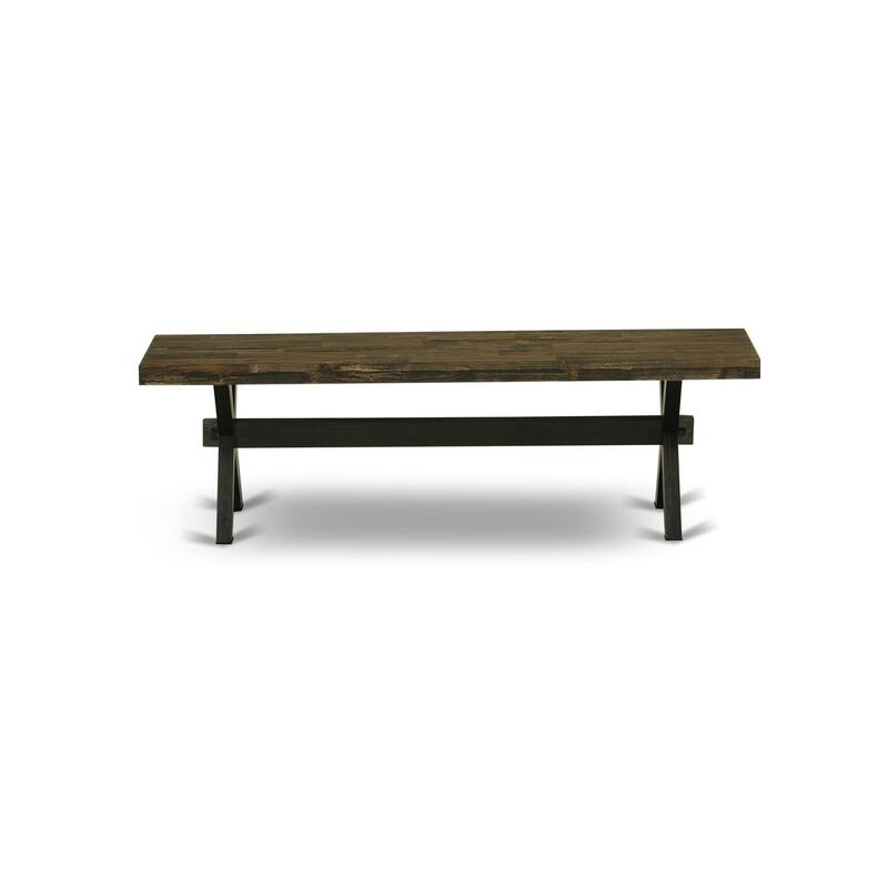 East West Furniture X-Style Modern Dining Room Bench with Wooden Seat(Finish Options)