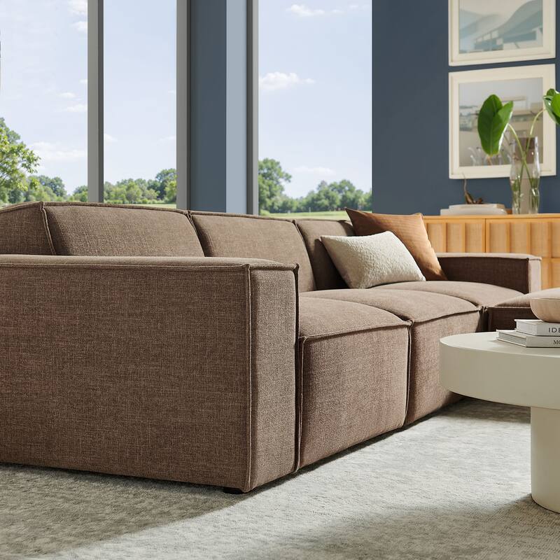 Restore 4-Piece Performance Fabric Upholstered Modular Sofa Set with Ottoman