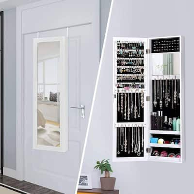 2-in-1 Wall or Door Mounted Jewelry Organizer Full Length Mirror - 3.5"D x 12.5"W x 43.5"H