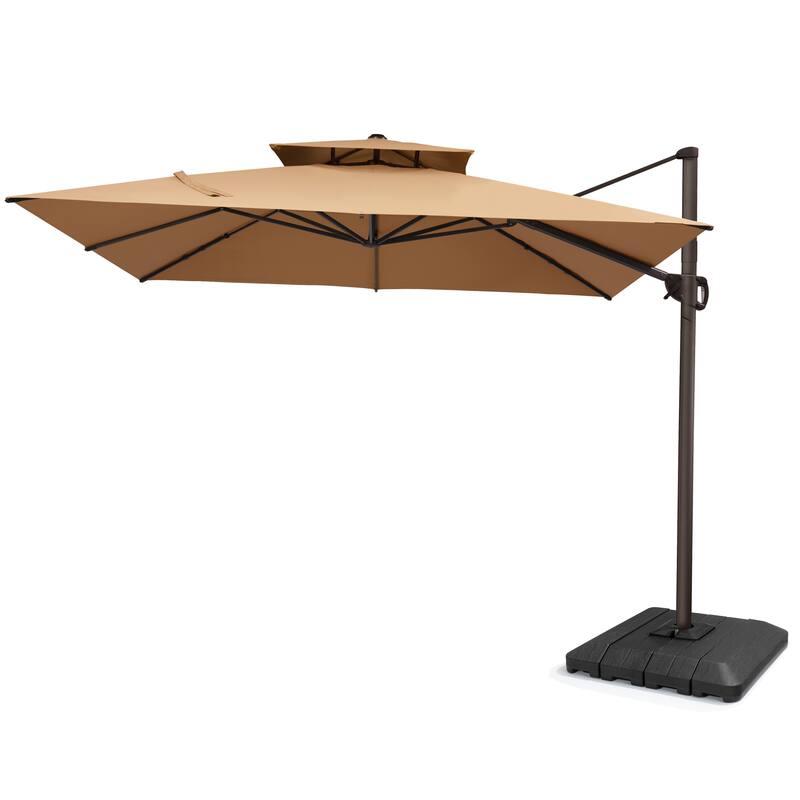 Pellebant 11X11FT Outdoor Patio Cantilever-Offset 360-Degree Rotation Umbrella with Premium Base