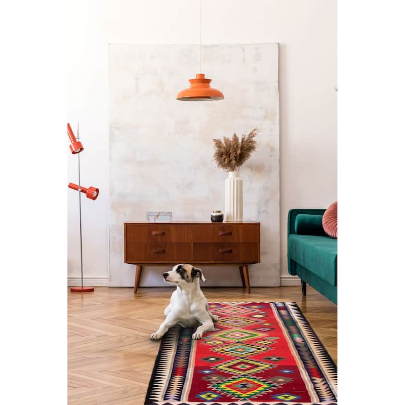 ECARPETGALLERY Flat-Weave Ankara Red Wool Kilim - 5'7 x 10'6
