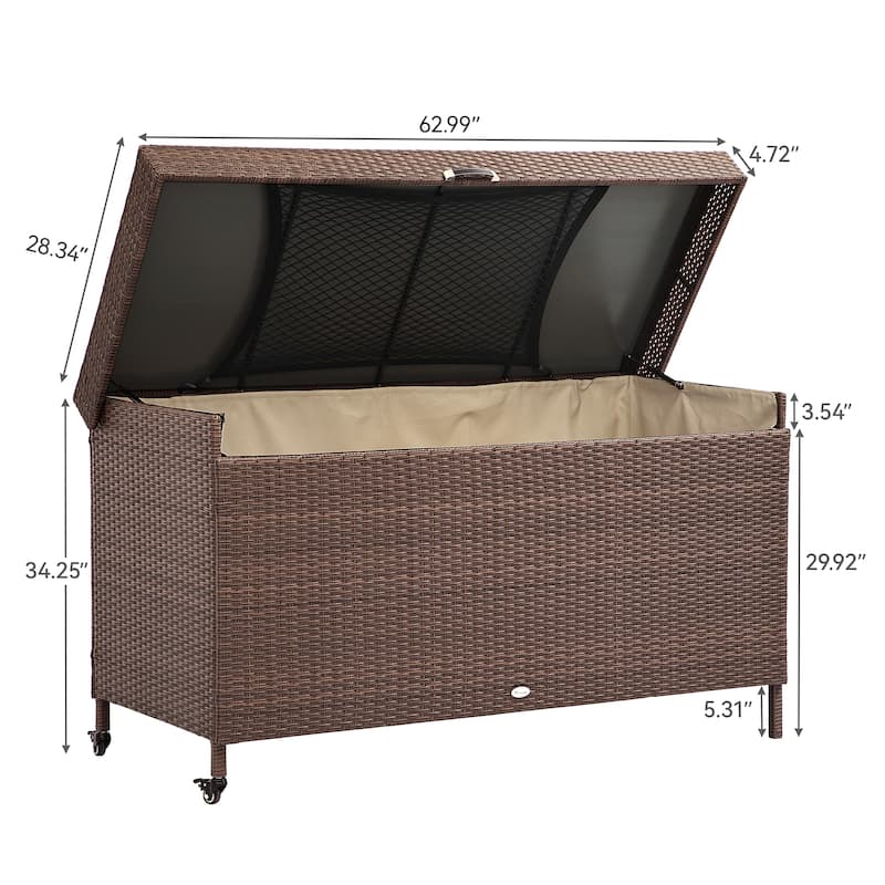 200 Gallon Outdoor Wicker Deck Box - N/A