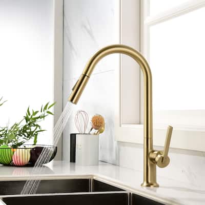 Rbrohant High-Arc Single Handle Pull Down Kitchen Faucet