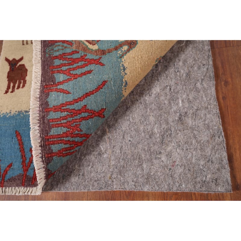 Animals Pictorial Ziegler Oriental Foyer Rug Handmade Wool Carpet - 2'1" x 3'0"