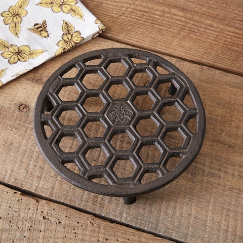 Honeycomb Cast Iron Trivet - 8½'' dia. x 1¼''H