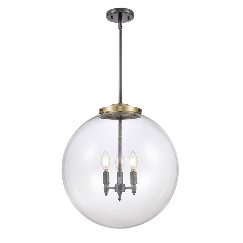Innovations Lighting Beacon - 3 Light 18" Pendant - Clear/Black Antique Brass