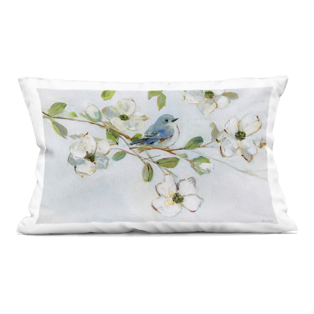 Stupell Bird Perched on Dogwood Decorative Printed Throw Pillow Design by Sally Swatland