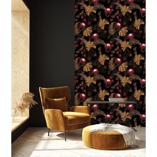 Dark Wallpaper with Protea Peel and Stick and Prepasted - Bed Bath ...