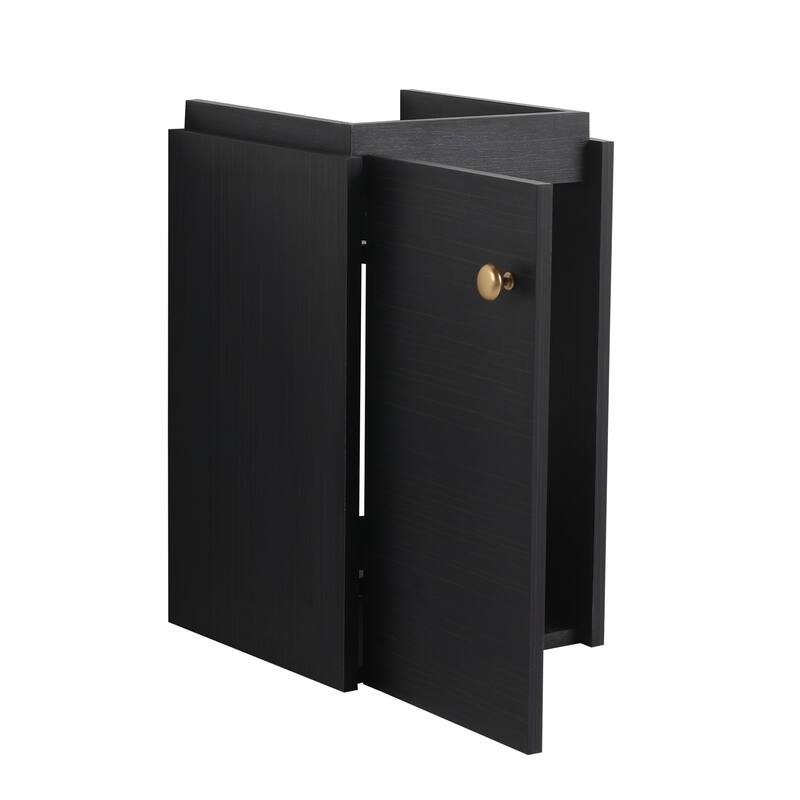 Small Bathroom Vanity with Sink, 12-Inch Black Chestnut Cabinet, Wall-Mounted with Soft-Close Door - 12in L Plywood