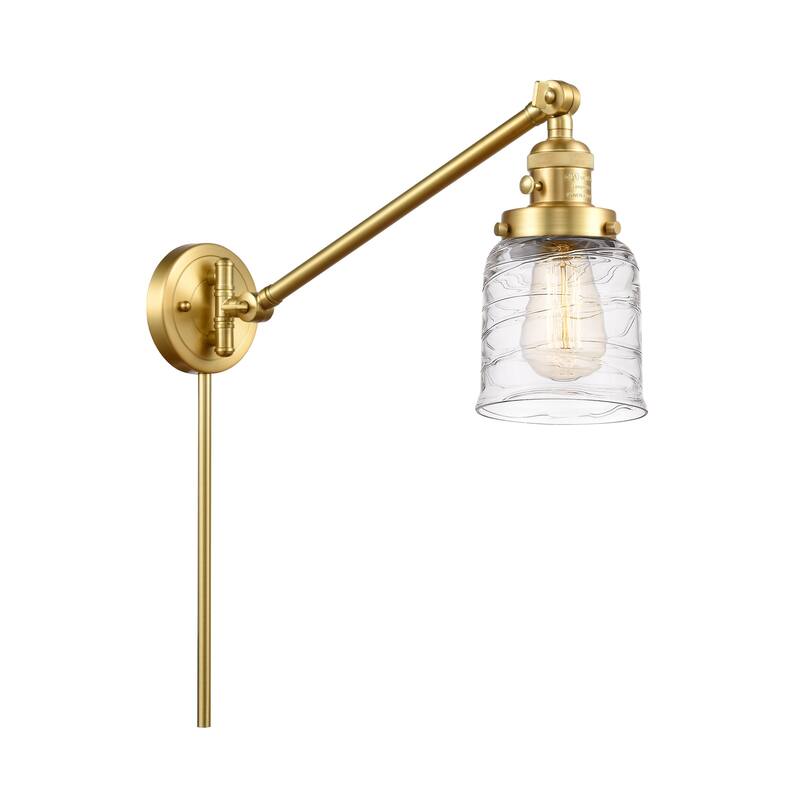 Innovations Lighting 237-25-8 Bell Sconce Bell 25" Tall Hardwired or - Satin Gold / Deco Swirl