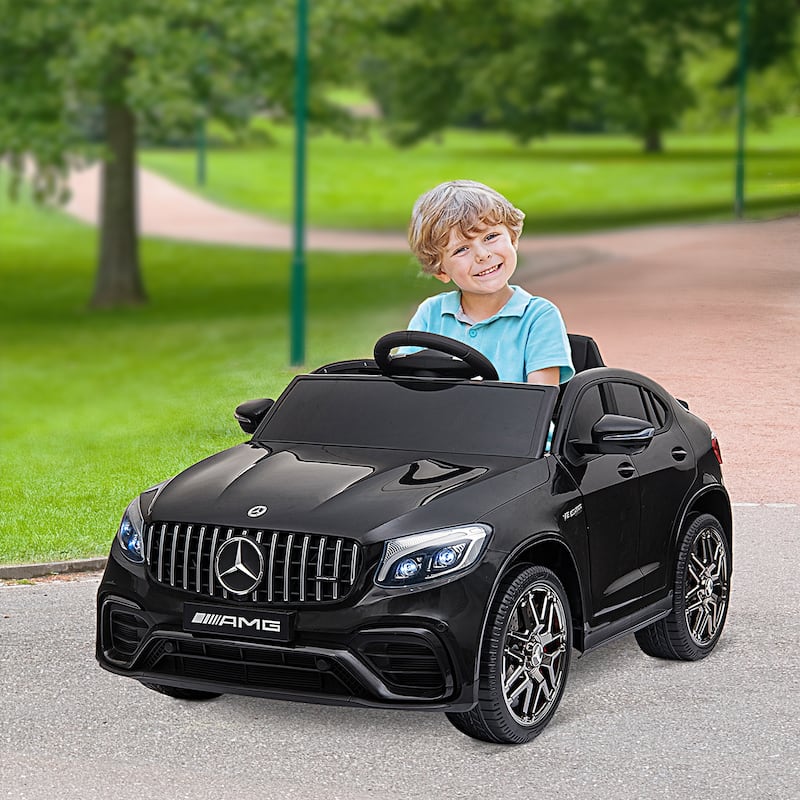 Ride on Sports Car with Seat Belts, Parent Remote Electric Car for Kids, Electric Vehicle Toy with Steering Wheel - Black