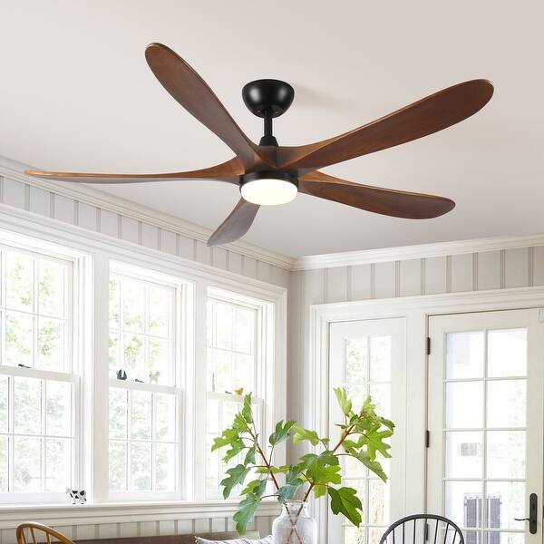 62-Inch Solid Wood with Remote Control with Light (LED) Modern DC DC Motor Indoor/Outdoor 5-Blade Ceiling Fan