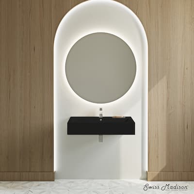 Voltaire 32" Rectangle Wall-Mounted Sink In Matte Black - 32