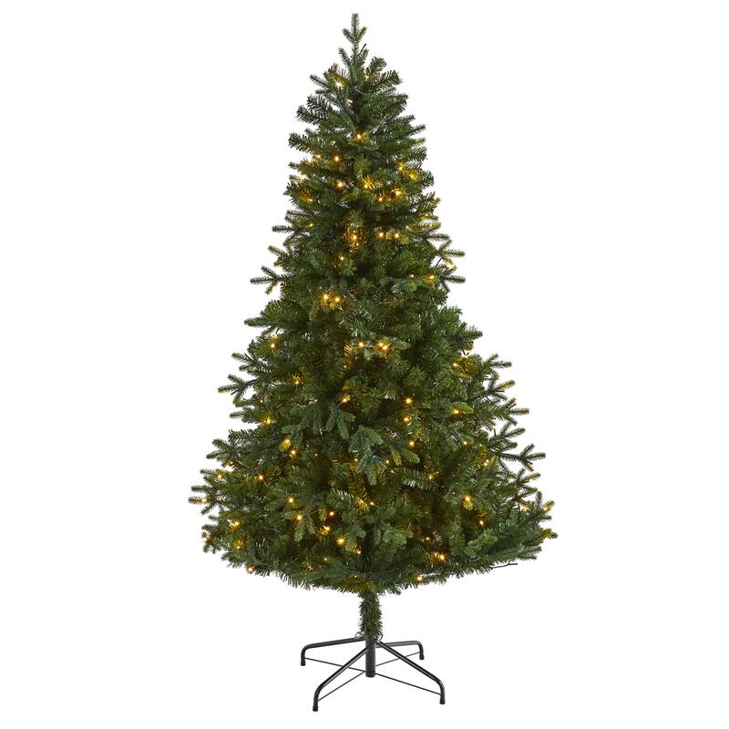 6' Pre-Lit Vermont Fir Artificial Christmas Tree, Clear LED Lights - 6 Foot